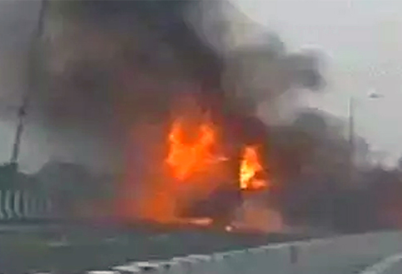 BUS CAUGHT FIRE