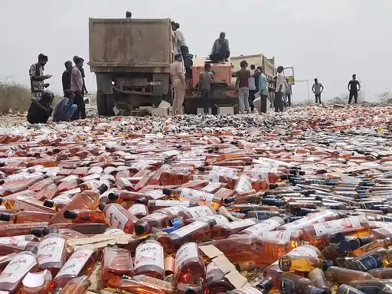FOREIGN LIQUOR AND BEER WORTH 38 LAKHS DESTROYED