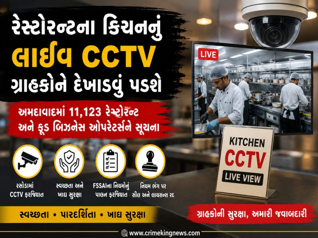 અમદાવાદમાં રેસ્ટોરન્ટના કિચનનું લાઈવ CCTV ગ્રાહકોને દેખાડવું પડશે 1 અમદાવાદમાં રેસ્ટોરન્ટના કિચનનું લાઈવ CCTV ગ્રાહકોને દેખાડવું પડશે
